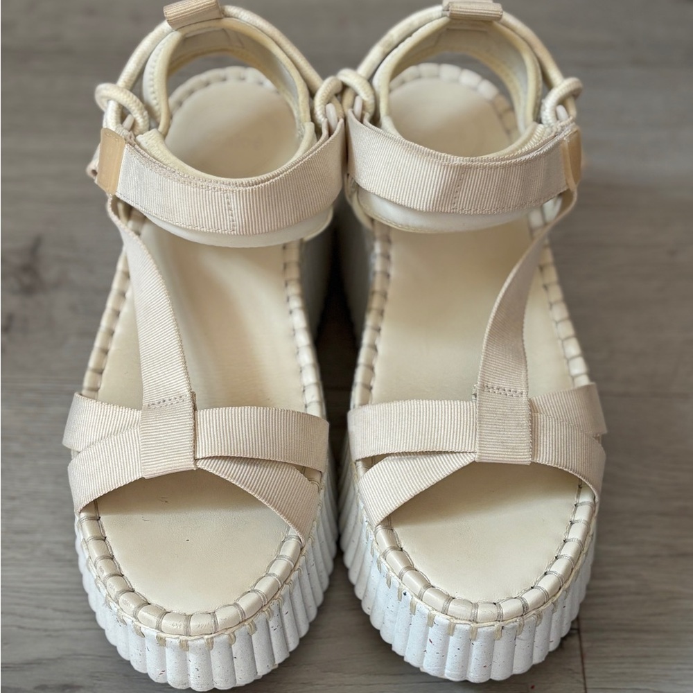 Chloé Nama Pearly Grey Wedge Sandals